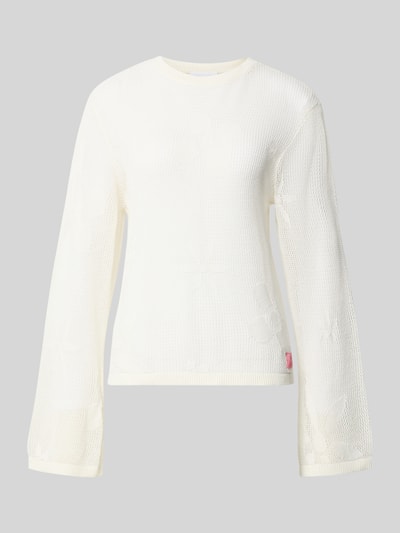 Produktfoto, Strickpullover mit Rundhalsausschnitt Modell 'Ronja' von OH APRIL aus Reine Baumwolle im Regular-Fit mit Label-Stitching