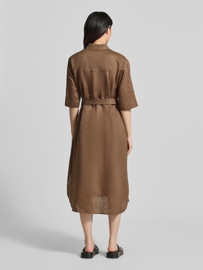 MM by Max Mara Sukienka koszulowa z lnu z brustaszą model 'LTABELLA' Orzechowy 5