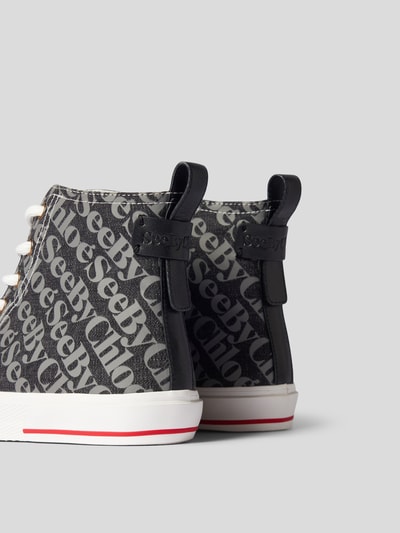See by Chloé High Top Sneaker mit Allover-Logo Mittelgrau 3