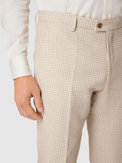 CG - Club of Gents Slim fit chino met pied-de-poule-motief, model 'Paco' Zand - 3