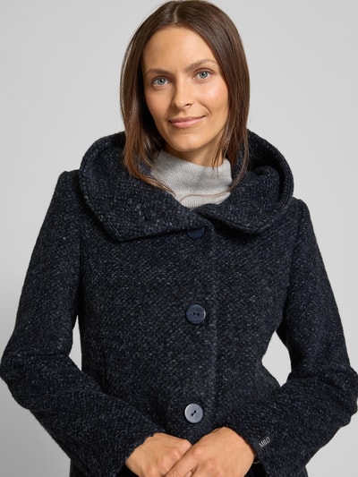Milo Coats Lange jas met capuchon en knoopsluiting, model 'STELLA' Marineblauw - 3