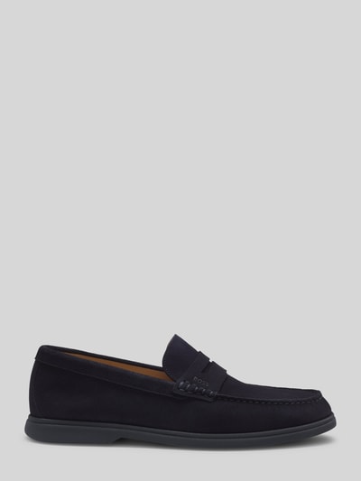 BOSS Loafersy z bydlęcej skóry welurowej Ciemnoniebieski 4