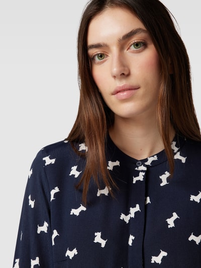 Jake*s Casual Blouse met all-over motief Donkerblauw - 3