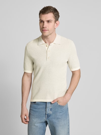 Marc O'Polo Regular Fit Poloshirt aus Baumwoll-Mix mit Crinkle-Effekt Ecru 4