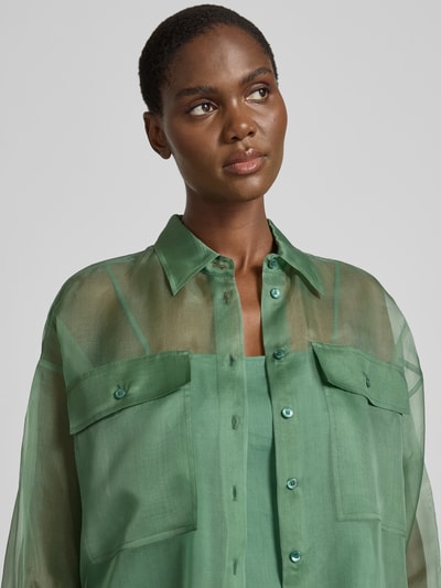 Weekend Max Mara Boxy Fit Langarmbluse aus semitransparenter Seide Modell 'COLOMBIA' Gruen 3