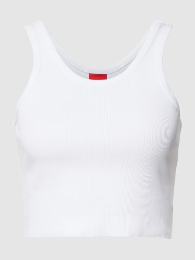 HUGO Crop Top in Feinripp-Optik Modell 'DALILLY' Weiss 2