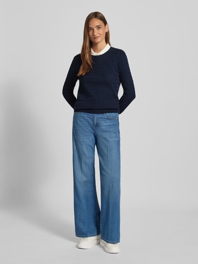 Christian Berg Woman Strickpullover mit Zopfmuster Dunkelblau 1