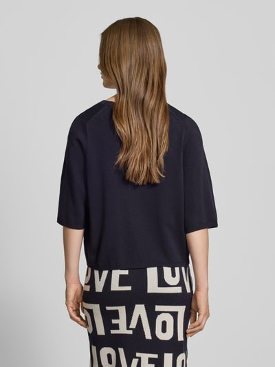 Milano Italy Oversized Strickpullover mit 3/4-Ärmel Marine 5