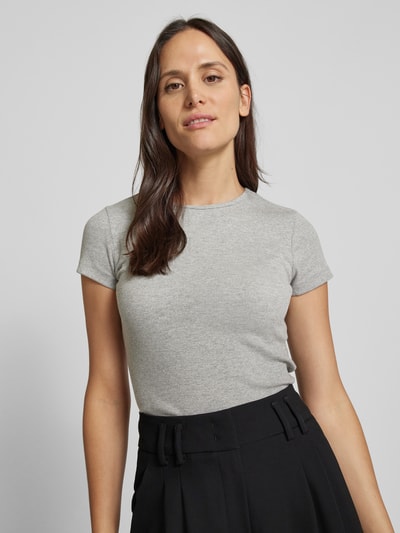 Vero Moda Kurzarm T-Shirt mit Metall-Effekt-Garn Modell 'CHLOE' Hellgrau Melange 3