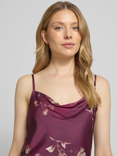 Rinascimento Sukienka wieczorowa z cienkimi ramiączkami i kwiatowym nadrukiem na całej powierzchni Bordowy 3