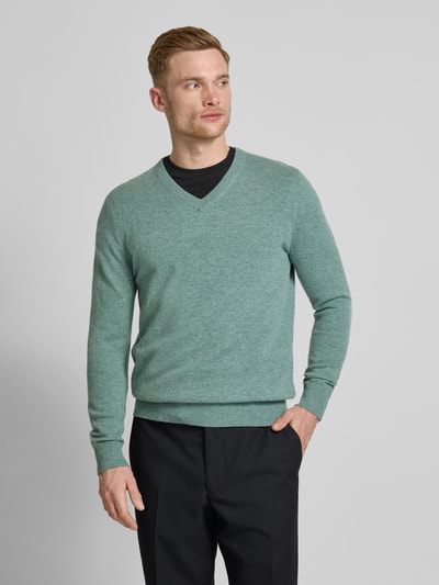 Christian Berg Men Wollpullover mit V-Ausschnitt und Kaschmir-Anteil Schilf Melange 4