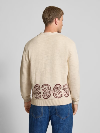 REVIEW Gebreid jack met V-hals Ecru - 5