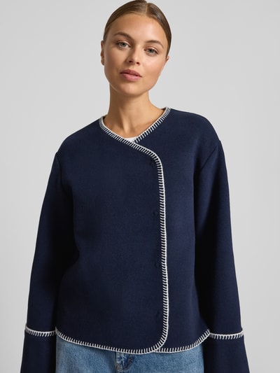 YAS Kurtka o kroju relaxed fit z dodatkiem wełny model ‘VICCO’ Granatowy 3