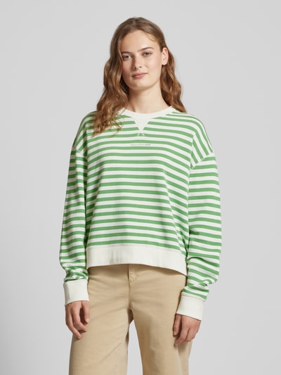 Marc O'Polo Denim Sweatshirt met labelprint Lichtgroen - 4