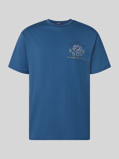 Produktfoto, T-Shirt mit Label-Print und Rundhalsausschnitt von Scotch & Soda in Blau, Reine Baumwolle, Regular-Fit, Rückenlänge 72 cm bei Größe M