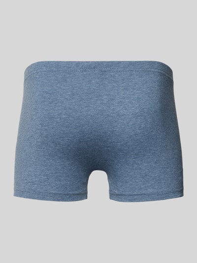 Produktfoto, Boxershorts mit Label-Detail im 3er-Pack von Götzburg Wäsche aus blauem Baumwoll-Elasthan-Mix, körpernaher Schnitt, elastischer Bund.