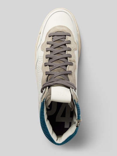 P448 Leren sneakers met label met ajourpatroon, model 'Bali' Wit - 3