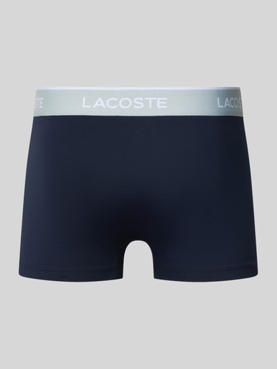 Produktfoto, navyfarbener Trunk aus Baumwoll-Mix im 3er-Pack von Lacoste, glatte Textur, elastischer Bund mit Logo, Herren Pant & Trunk von Lacoste