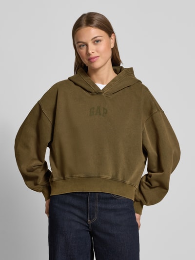 GAP Bluza z kapturem o krótkim kroju z nadrukiem z logo Zielony 4