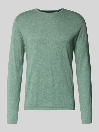 Produktfoto, zielony Strickpullover mit Rundhalsausschnitt von Christian Berg Men z czystej bawełny, Regular Fit, gładka tekstura