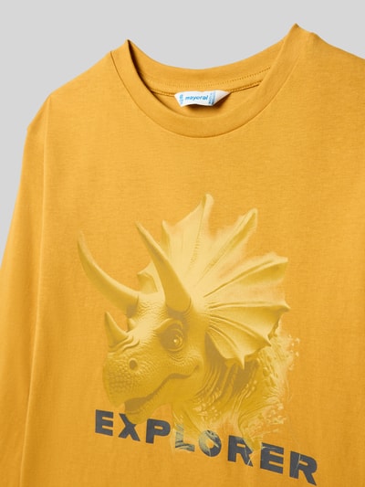 Mayoral Bluzka z długim rękawem z nadrukowanym motywem Musztardowy 2