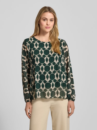 ZABAIONE Blouseshirt met ronde hals en plissévouwen Donkergroen - 4