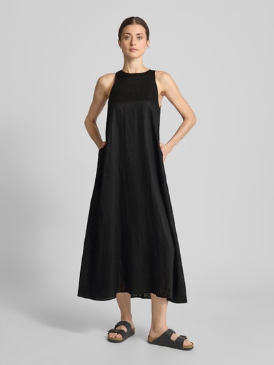 ECOALF Leinenkleid mit Rundhalsausschnitt Modell 'UKARAALF' Black 4