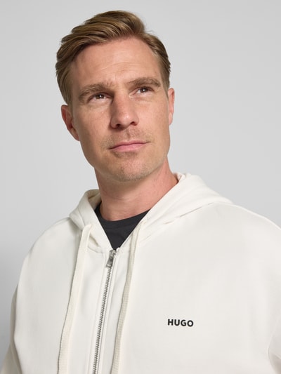 HUGO Relaxed Fit Sweatjacke aus reiner Baumwolle Modell 'DAPOZIP' Weiss 3