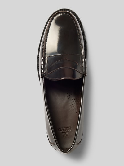 Produktfoto, Loafers aus Leder mit glatter Sohle Modell 'CLOUT MOVE' von Lloyd, brązowa skóra, zaokrąglony nosek, szerokość w rozmiarze 44: 14 cm, wysokość obcasa: 2 cm, wysokość cholewki: 7 cm, tekstura gładka z połyskiem
