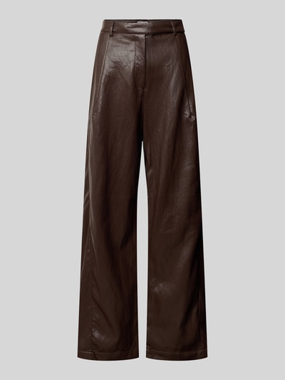 Jake*s Casual Wide Leg Kunstlederhose mit Gürtelschlaufen Dunkelbraun 1