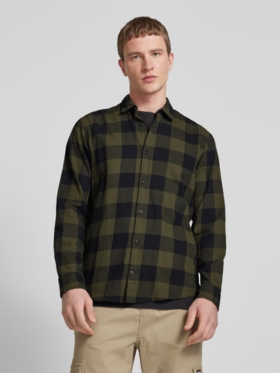 Jack & Jones Freizeithemd mit Knopfleiste Modell 'GINGHAM' Oliv 4