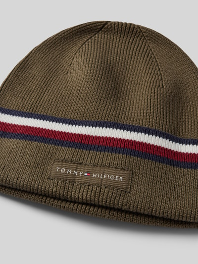 Tommy Hilfiger Gebreide muts met labelpatch, model 'LOVE SOLID' Olijfgroen - 2