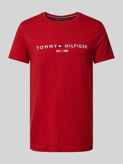 Tommy Hilfiger T-Shirt mit Label-Print Dunkelrot 2