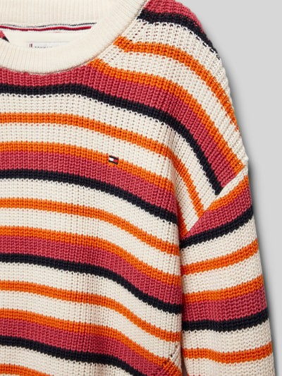 Tommy Hilfiger Teens Gebreide pullover met ribboorden Oranje - 2