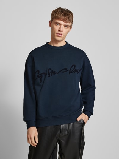 G-Star Raw Sweatshirt mit Label-Stitching Dunkelblau 4