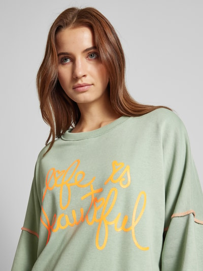 miss goodlife Sweatshirt met labelprint model 'Life is beautif' Mintgroen - 3