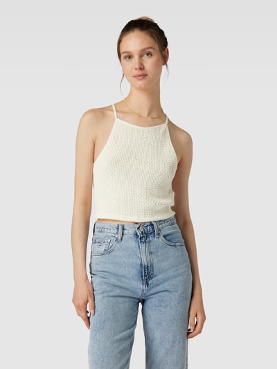 Pieces Crop Top mit Spaghettiträgern Modell 'MANDY' Offwhite 4