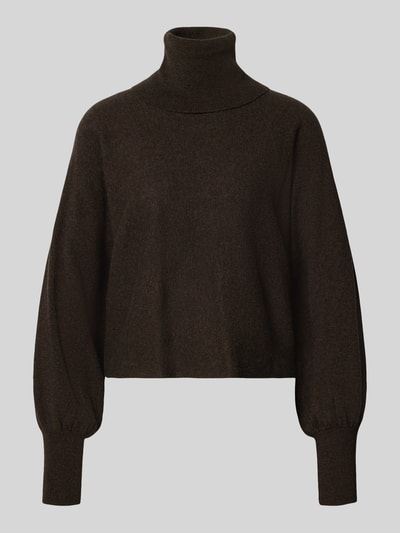 Productfoto, Regular Fit Pullover aus Woll-Mix met kasjmier-Anteil van HERZENS, dames, col, elastische mouwboorden, donkerbruin, zachte textuur