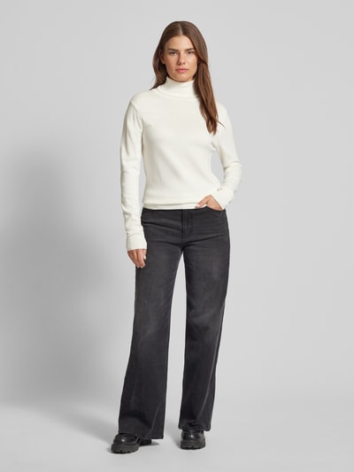 Tom Tailor Regular Fit Rollkragenpullover aus atmungsaktiver Baumwolle Offwhite 1