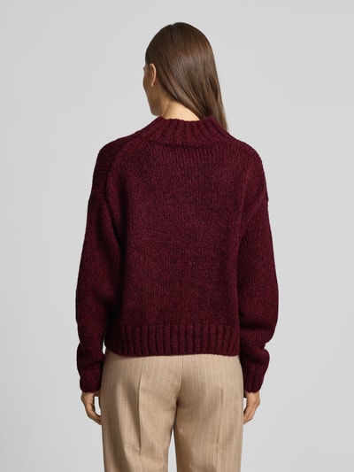 Marc Cain Relaxed fit wollen pullover met alpaca in gebreide look Bordeaux - 5