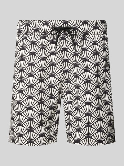 Produktfoto, Badehose mit elastischem Bund Modell 'BHRADCLIFF' von Blend, schwarz-weißes Muster, Gesäßtasche, Regular Fit, Label-Patch