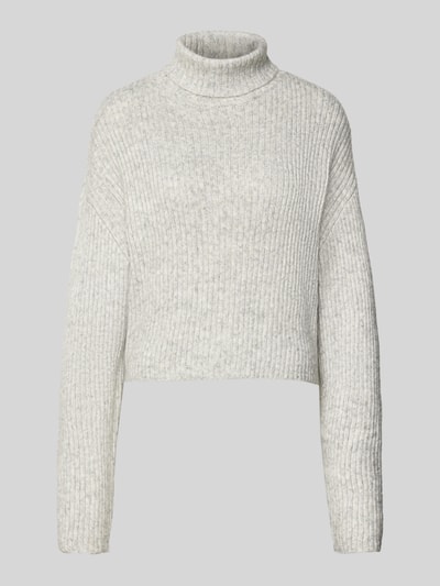ONLY Relaxed Fit Rollkragenpullover mit Woll-Anteil Modell 'MELANIE' Hellgrau Melange 2