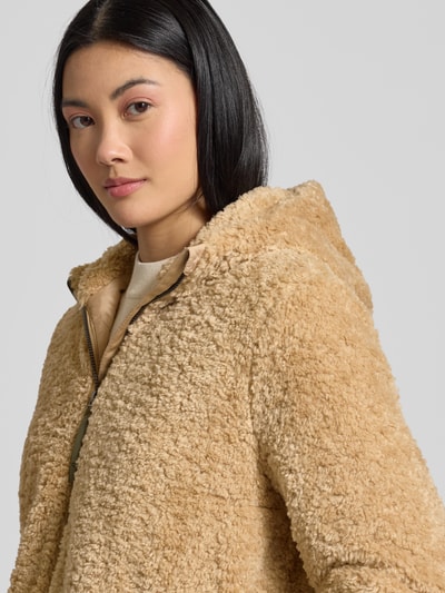camel active Mantel aus Teddyfell mit Kapuze und Zweiwege-Reißverschluss Beige 3