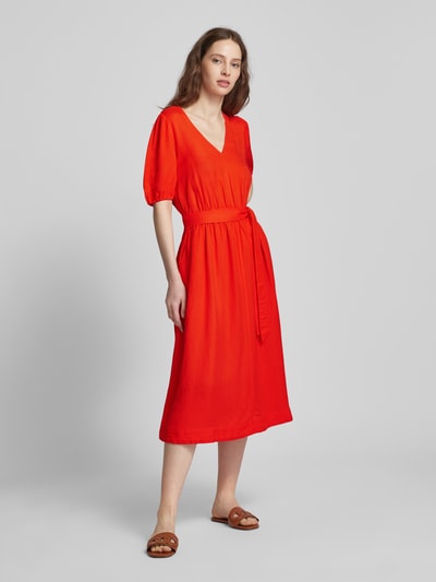 Esprit Midikleid aus Leinen-Viskose-Mix mit Bindegürtel Orange 1