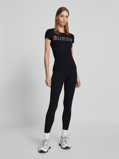 Guess Activewear T-shirt met strass-steentjes, model 'KIARA' Zwart - 1