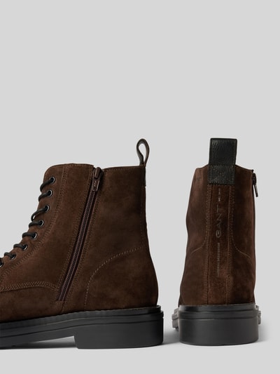 Gant Veterboots van leer met labelopschrift, model 'Boggar' Middenbruin - 2