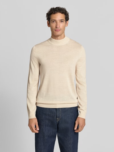 Christian Berg Men Regular Fit Turtleneck aus Woll-Mix Ecru Melange 4