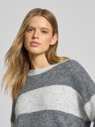 Only Oversized Strickpullover mit Woll-Anteil Modell 'MONI LIFE' Hellgrau Melange 3