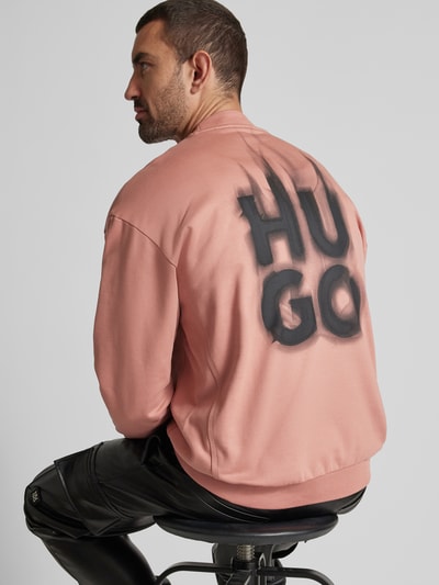 HUGO Sweatshirt mit Label-Print Modell 'Durungu' Lachs 3