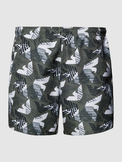 Emporio Armani Regular Fit Badehose mit Allover Logo Print oliv online kaufen